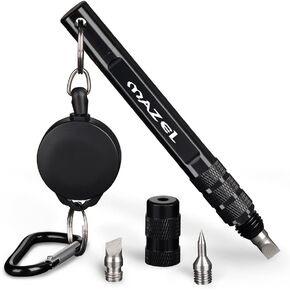 MAZEL Golf Wedge Groove Sharpener Tool | Golf Club Sharpener - Aluminum Alloy Shaft Golf Club Groove Cleaner and Sharpener with 3 Replaceable Heads,Fit for U & V-Grooves Re-Grooving Tool