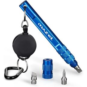 MAZEL Golf Wedge Groove Sharpener Tool | Golf Club Sharpener - Aluminum Alloy Shaft Golf Club Groove Cleaner and Sharpener with 3 Replaceable Heads,Fit for U & V-Grooves Re-Grooving Tool