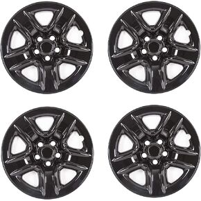ECOTRIC 18" Hubcaps Wheel Covers Wheel Skins Compatible with 2006-2012 Toyota RAV4, Wheel Rim Cover Replacement Gloss Black ABS Plastic - Set of 4