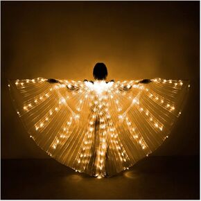 iMucci LED Lights Belly Dance Isis Glow Angel dance Wings with Telescopic Sticks Flexible Rods for Adults and Child Multicolor