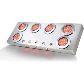 GG Grand General 91323 Stainless Steel Rear Center Light Panel with 4 inches and 1 inch Red/Clear LED Lights