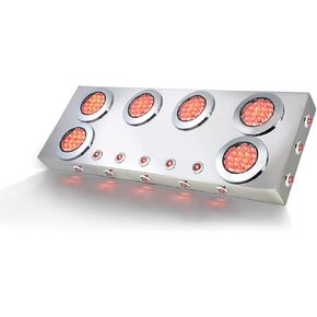GG Grand General 91327 Stainless Steel Rear Center Light Panel with 4 inches and 1 inch Red/Clear LED and Side Lights