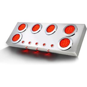 GG Grand General 91322 Stainless Steel Rear Center Light Panel with 4 inches and 1 inch Red/Red LED Lights