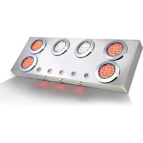 GG Grand General 91321 Stainless Steel Rear Center Light Panel with 4 inches and 1 inch Red/Clear/White LED Lights