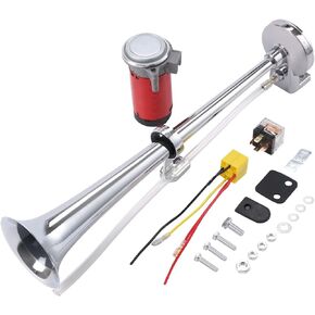 CARMOCAR 12V 150DB Air Horn,Chrome Zinc Single Train Trumpet Truck Air Horn with Compressor for Any 12V Vehicles Trucks Lorrys Trains Boats Cars (Silver)