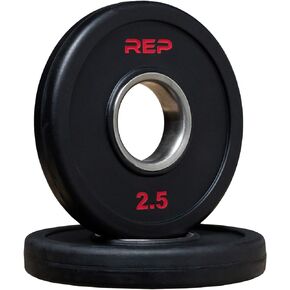 REP FITNESS Rubber Coated Olympic Plates, Updated Design - Tri-Grip Olympic Barbell Weights – Sold in Pairs and Sets…