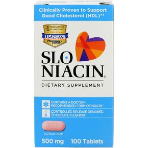 Slo-Niacin Polygel Controlled-Release Niacin, 500 mg, 100 Count