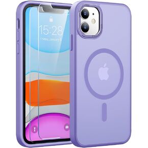 JAME for iPhone 11 Case Clear, Compatible with Magsafe, Not Yellowing, iPhone 11 Phone Case Magnetic with 2 Glass Screen Protectors, Shockproof Transparent Phone Case for iPhone 11, 6.1 inch, Clear