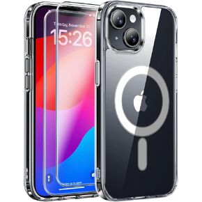 JAME for iPhone 11 Case Clear, Compatible with Magsafe, Not Yellowing, iPhone 11 Phone Case Magnetic with 2 Glass Screen Protectors, Shockproof Transparent Phone Case for iPhone 11, 6.1 inch, Clear in Kuwait