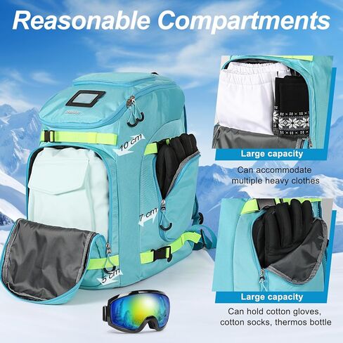 حقيبة أحذية التزلج، حذاء التزلج 55 لتر وحقيبة خوذة لنظارات التزلج والقفازات والزلاجات وألواح التزلج على الجليد والإكسسوارات in Kuwait