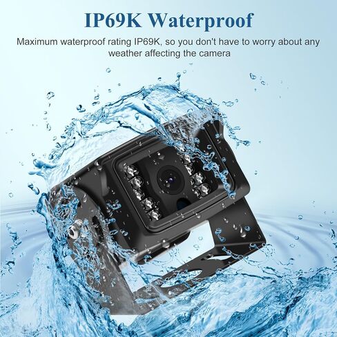 كاميرا احتياطية سلكية للرؤية الخلفية مقاس 7 بوصات 1080 بكسل AHD، كاميرا IP69K لا تسرب المياه، رؤية ليلية، مقاومة للاهتزاز 10 جيجا للحفارة/الجرار/الشاحنة/القافلة/مقود انزلاقي/المعدات الثقيلة BX71 in Kuwait