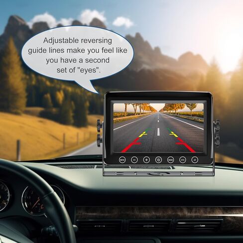 كاميرا احتياطية سلكية للرؤية الخلفية مقاس 7 بوصات 1080 بكسل AHD، كاميرا IP69K لا تسرب المياه، رؤية ليلية، مقاومة للاهتزاز 10 جيجا للحفارة/الجرار/الشاحنة/القافلة/مقود انزلاقي/المعدات الثقيلة BX71 in Kuwait