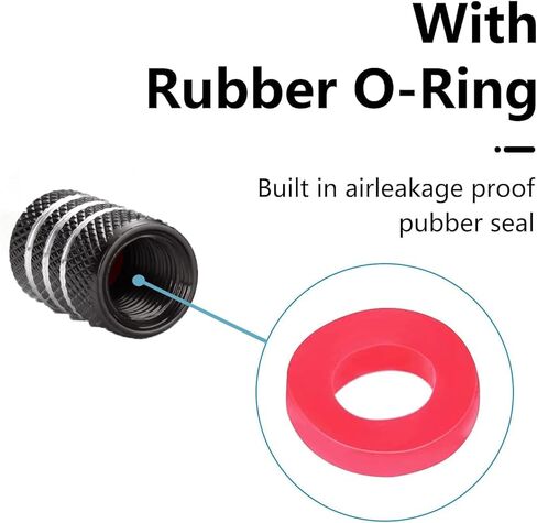 Kevisy Tire Valve Stem Cap Cover Beltt O-Ring Seal Corrosion Resistant tire Valve caps 4 Pc Black in Kuwait