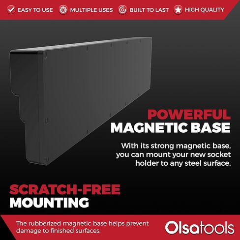 Olsa Tools Magnetic Socket Organizer (1/4-Inch Drive, 3 Row) - Magnetic Tool Organizer & Socket Holder - Tool Box Socket Organizers - Metric Black - Holds 42 Sockets - Professional Grade - Part: 1551 in Kuwait
