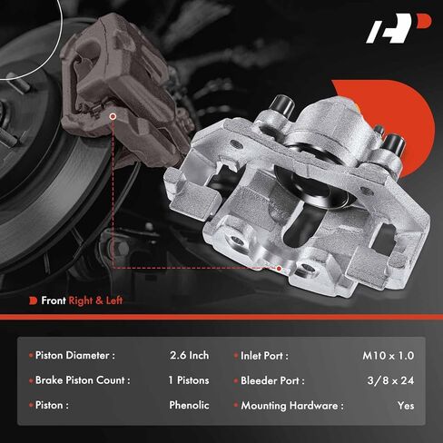 A-Premium Disc Brake Caliper Assembly with Bracket Compatible with Select Ford, Mazda and Mercury Models - Escape 2011-2012, Tribute/Mariner 2011, 2.5L/3.0L - Front Right Passenger Side in Kuwait