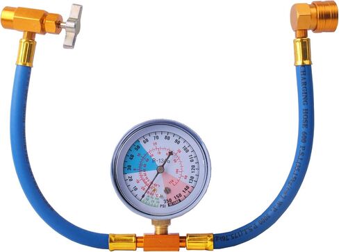 طقم خرطوم شحن مبرد السيارة R134A خرطوم إعادة شحن مع مقياس، مجموعة قياس إعادة شحن مكيف الهواء 1/2 يمكن الاستفادة من مقياس ضغط تكييف الهواء R134A من Ketofa in Kuwait