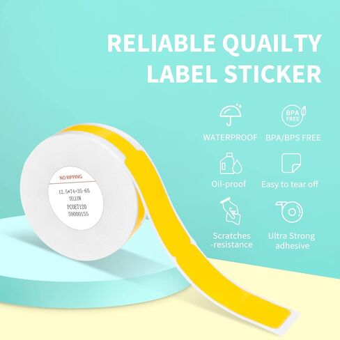 شريط صانع الملصقات jadens لـ d110/d11، ورق طابعة الملصقات المُكيَّف، استبدال ملصقات العناوين القياسية ذاتية اللصق، ملصقات مخصصة للمكتب، 12.5 × 109 مم in Kuwait