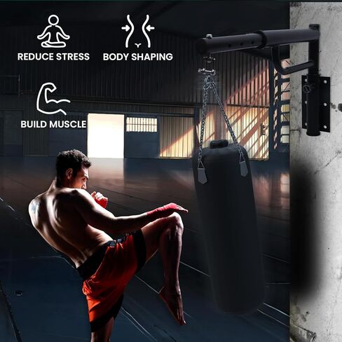 حامل حقيبة شديدة التحمل - حامل كيس رمل مثبت على الحائط قابل للتعديل، حامل كيس ملاكمة شديد التحمل يدور 180 درجة، حامل كيس ملاكمة للمنزل أو صالة الألعاب الرياضية أو النادي، سعة وزن 400 رطل in Kuwait