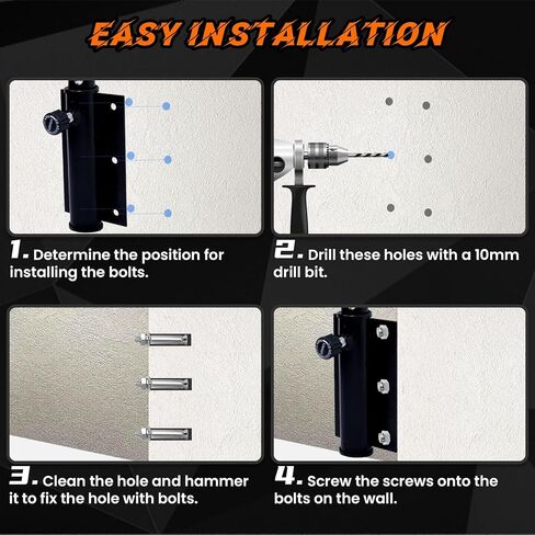 حامل حقيبة شديدة التحمل - حامل كيس رمل مثبت على الحائط قابل للتعديل، حامل كيس ملاكمة شديد التحمل يدور 180 درجة، حامل كيس ملاكمة للمنزل أو صالة الألعاب الرياضية أو النادي، سعة وزن 400 رطل in Kuwait