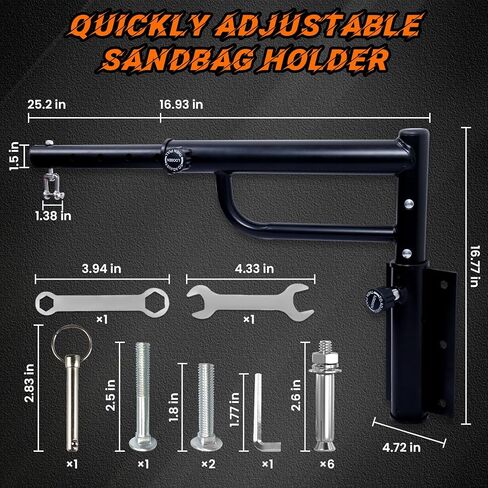 حامل حقيبة شديدة التحمل - حامل كيس رمل مثبت على الحائط قابل للتعديل، حامل كيس ملاكمة شديد التحمل يدور 180 درجة، حامل كيس ملاكمة للمنزل أو صالة الألعاب الرياضية أو النادي، سعة وزن 400 رطل in Kuwait