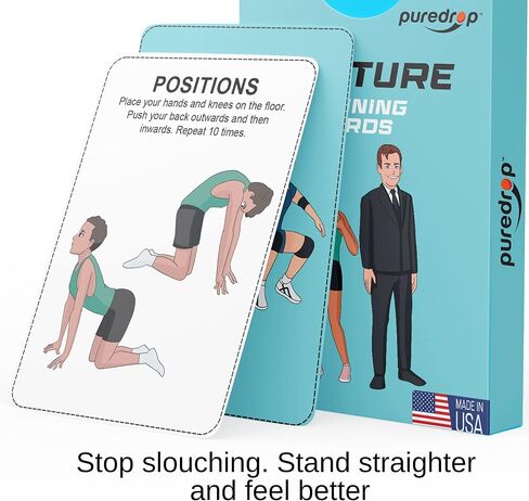 Puredrop Posture Training Aid for Men and Women Cards: Great Training Drills for Standing Straighter and Prouder Posture Corrector Exercises That Can be Done at Home Strengthen Neck Shoulder and Back in Kuwait