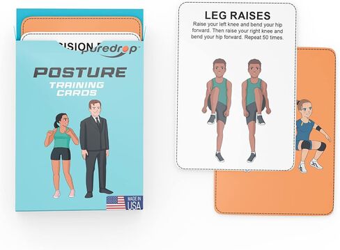 Puredrop Posture Training Aid for Men and Women Cards: Great Training Drills for Standing Straighter and Prouder Posture Corrector Exercises That Can be Done at Home Strengthen Neck Shoulder and Back in Kuwait