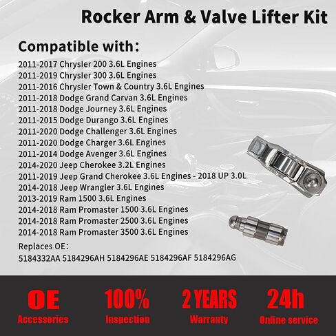 Rocker Arm & Valve Lifter Kit Replacement for 3.6L Engines ChrysIer 200 300 Dodge Journey Durango Challenger Charger Avenger Wrangler Ram Promaster 1500 2500 3500, Replaces# 5184296AH 5184332AA in Saudi Arabia