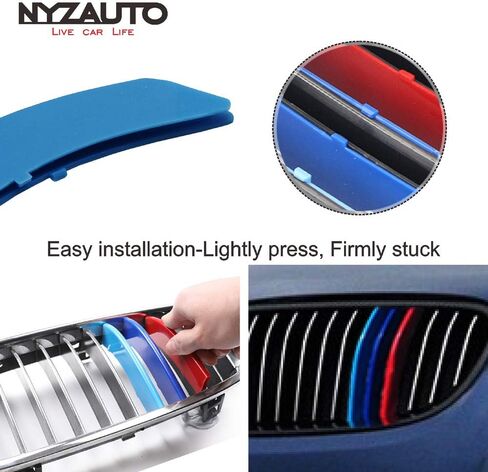 NYZAUTO M-Colored Stripe Grille Insert Trims Compatible with BMW 2013-2018 F30 3 Series 316i 318i 320i 328d 328i 335i 340i Kidney Grill (11 Beams, Not Fit 8 Beams) in Kuwait