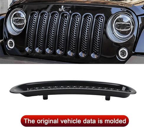 غطاء شبكة أمامية متوافق مع 2007-2018 Jeep Wrangler JK & Wrangler Unlimited - حشوات شواية سوداء مع فتحات شبكية مستديرة - تعزيز المظهر وحماية المبرد in Kuwait