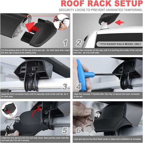 J2 Engineering J2-RR-135-BK Pair of 55" Aluminum Roof Rack Cross Bars Cargo Luggage Carrier for Raised Rails with Angled Edges, Universal, 38" - 54.5" Adjustable, Black in Kuwait