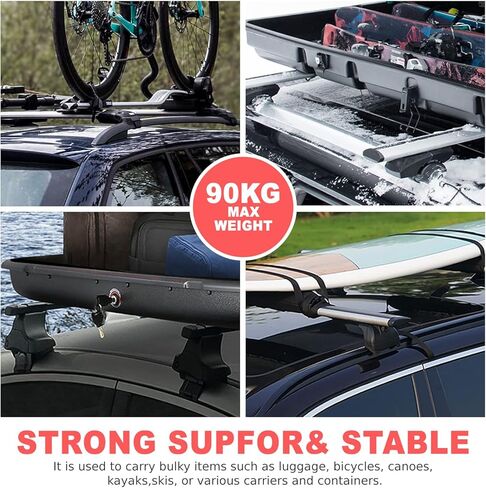 J2 Engineering J2-RR-135-BK Pair of 55" Aluminum Roof Rack Cross Bars Cargo Luggage Carrier for Raised Rails with Angled Edges, Universal, 38" - 54.5" Adjustable, Black in Kuwait