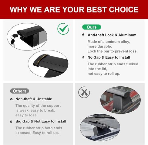 قضبان متقاطعة لرف السقف السميك تناسب 2011-2021 جيب جراند شيروكي، شريط قفل مضاد للسرقة، أقصى تحميل 150 رطل من الألومنيوم على السطح حامل حقيبة الأمتعة والدراجات in Kuwait