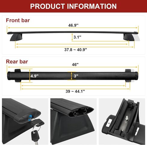 قضبان متقاطعة لرف السقف السميك تناسب 2011-2021 جيب جراند شيروكي، شريط قفل مضاد للسرقة، أقصى تحميل 150 رطل من الألومنيوم على السطح حامل حقيبة الأمتعة والدراجات in Kuwait