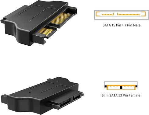 CableCreation SATA 22Pin ذكر إلى Slim SATA 13Pin أنثى محول، محول SATA نحيف، 2.5 بوصة Sata 22Pin إلى Slim 13pin أنثى محول in Saudi Arabia
