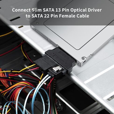 CableCreation SATA 22Pin ذكر إلى Slim SATA 13Pin أنثى محول، محول SATA نحيف، 2.5 بوصة Sata 22Pin إلى Slim 13pin أنثى محول in Saudi Arabia