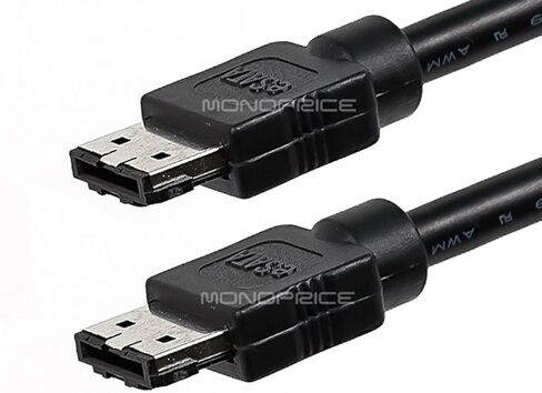 كابل بيانات مونوبرايس - 6 قدم - أسود | كابل SATA خارجي محمي بسرعة 6 جيجابت في الثانية - من eSATA إلى eSATA (من النوع I إلى النوع I) in Kuwait