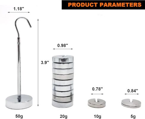 Slotted Weight Set with Hanger and Case 13 Weights Includes One 50g, Nine 20g, One 10g, and Two 5g Weights in Saudi Arabia