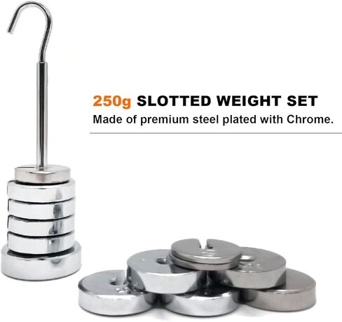 Slotted Weight Set with Hanger and Case 13 Weights Includes One 50g, Nine 20g, One 10g, and Two 5g Weights in Saudi Arabia