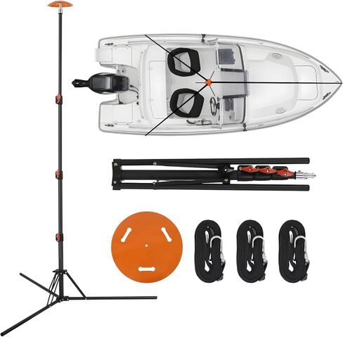 عمود دعم غطاء القارب من ATMOREA، قطعة واحدة من غطاء القارب الفولاذي تلسكوبي SPCC قابل للتعديل من 20 بوصة إلى 74 بوصة مع 3 أشرطة حزام للعائم، قارب جون، قارب بهيكل على شكل حرف V in Kuwait