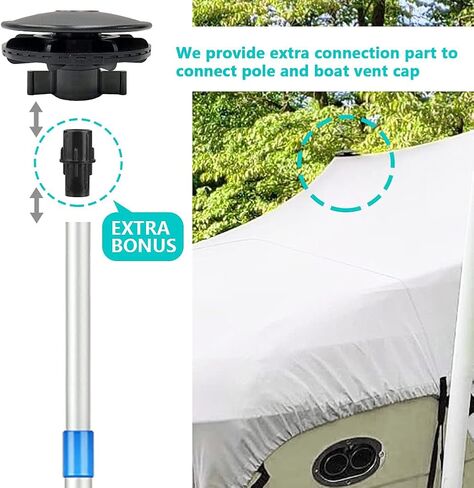 iCOVER Boat Cover Support Pole-Height Adjustable Aluminum Telescoping Pole and Webbing Strap Prevent Water from Sagging in Saudi Arabia