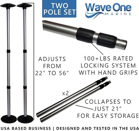 أعمدة دعم غطاء القارب مع الأشرطة واللقطات | نظام المشاركات البحرية الألومنيوم الصغيرة إلى الكبيرة القابلة للتعديل | مجموعة بحرية قوية لأغطية الأقمشة القماشية لقارب بونتون جون بورايدر (عبوة من قطعتين) in Kuwait