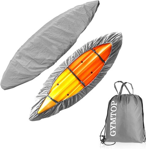 7.8-18ft Waterproof Kayak Canoe Cover-Storage Dust Cover UV Protection Sunblock Shield for Fishing Boat/Kayak/Canoe 7 Sizes [Choose Color] (Silver(Upgraded), Suitable for 13.8-15ft Kayak) in Saudi Arabia