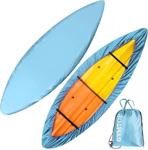 7.8-18ft Waterproof Kayak Canoe Cover-Storage Dust Cover UV Protection Sunblock Shield for Fishing Boat/Kayak/Canoe 7 Sizes [Choose Color] (Silver(Upgraded), Suitable for 13.8-15ft Kayak) in Saudi Arabia