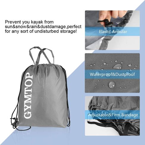 7.8-18ft Waterproof Kayak Canoe Cover-Storage Dust Cover UV Protection Sunblock Shield for Fishing Boat/Kayak/Canoe 7 Sizes [Choose Color] (Silver(Upgraded), Suitable for 13.8-15ft Kayak) in Saudi Arabia