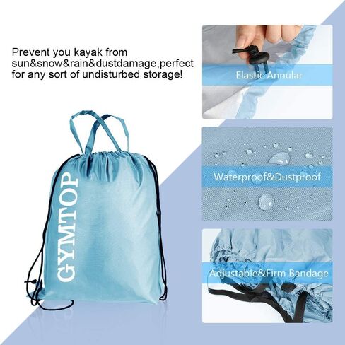 7.8-18ft Waterproof Kayak Canoe Cover-Storage Dust Cover UV Protection Sunblock Shield for Fishing Boat/Kayak/Canoe 7 Sizes [Choose Color] (Silver(Upgraded), Suitable for 13.8-15ft Kayak) in Saudi Arabia