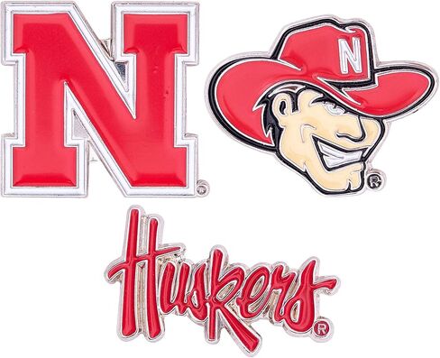 دبابيس طية صدر السترة من جامعة نبراسكا، 3 عبوات من Huskers GBR NU Huskers بشعار المينا مصنوعة من المعدن (مجموعة دبابيس) in Saudi Arabia