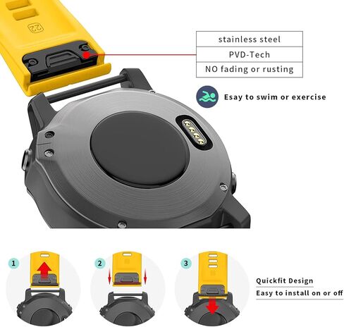 hellosy متوافق مع سوار ساعة Garmin Fenix ​​5/Garmin Fenix ​​6، سوار ساعة Quickfit 22 مم بديل لساعة Garmin 935/945/Instanct/Fenix ​​7/Approach S60/Approach S62 in Kuwait