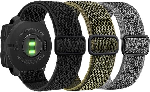 Olytop for Garmin Instinct/Instinct 2 Solar Watch Bands, 22mm Soft Elastic Nylon Ultra-light Wristband Stretchy Replacement Strap Men Women for Garmin Instinct Tactical/Esports/Solar/Tide, 3 Pack in Saudi Arabia
