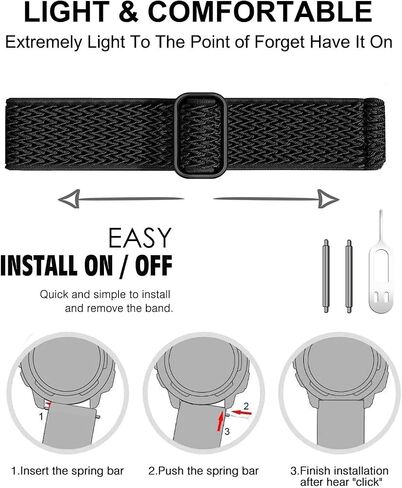 Olytop for Garmin Instinct/Instinct 2 Solar Watch Bands, 22mm Soft Elastic Nylon Ultra-light Wristband Stretchy Replacement Strap Men Women for Garmin Instinct Tactical/Esports/Solar/Tide, 3 Pack in Saudi Arabia