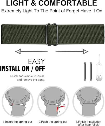 Olytop for Garmin Instinct/Instinct 2 Solar Watch Bands, 22mm Soft Elastic Nylon Ultra-light Wristband Stretchy Replacement Strap Men Women for Garmin Instinct Tactical/Esports/Solar/Tide, 3 Pack in Kuwait